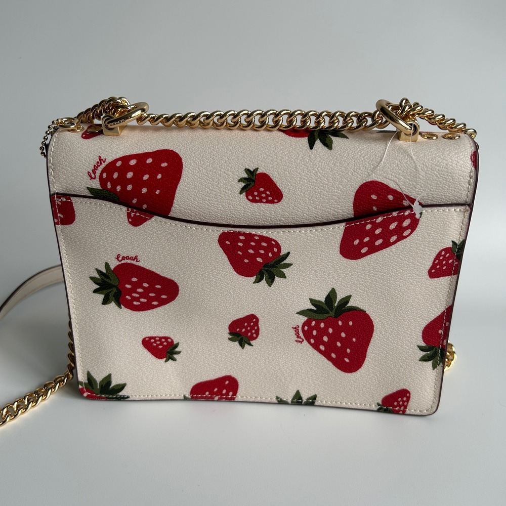 Coach Klare Crossbody Chalk White Strawberry Pebbled Leather Bag Excellent - Picture 4 of 12